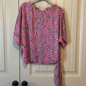 Michael Kors Red and Black Patterned Blouse